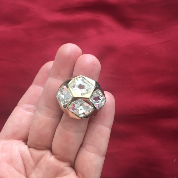 Gold Plated w Swarowski Crystals Statement Ring - Picture 3 of 4